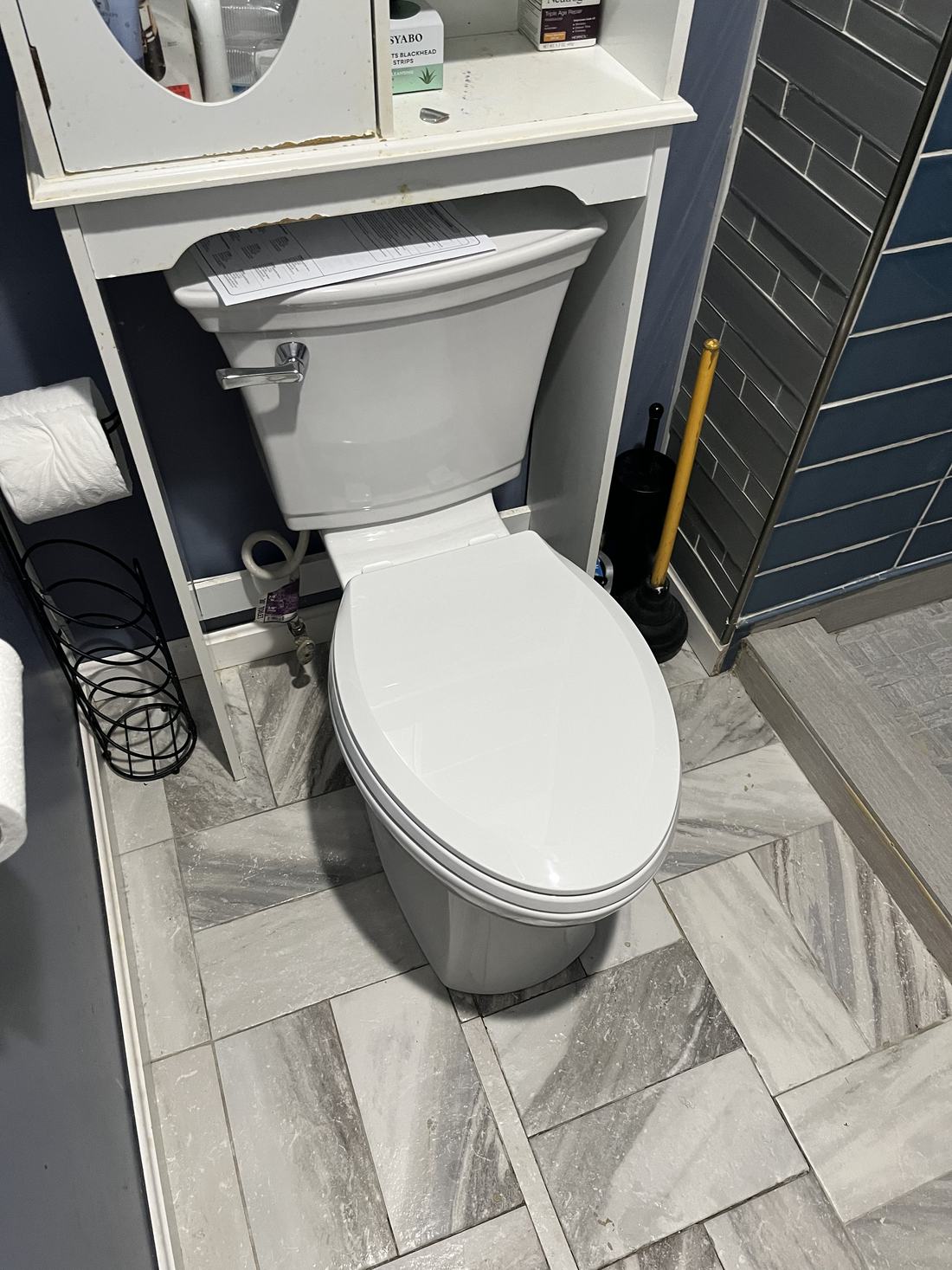 Newly installed toilet